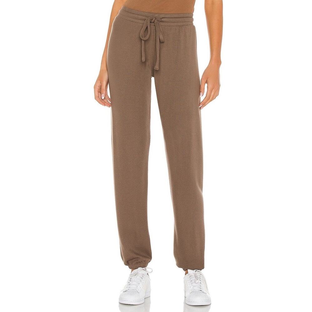 $132 LNA Revolve Waffle Knit Joggers - Taupe Tan - Medium